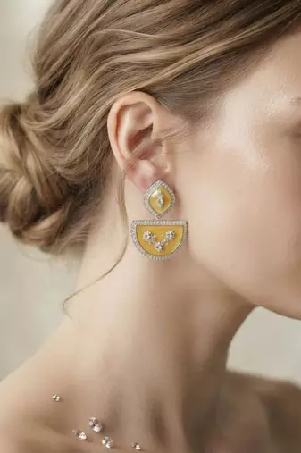White color kashmiri earrings with artistic handmade design