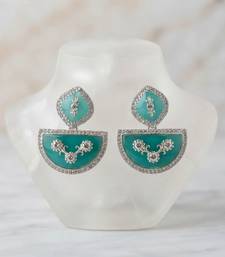 White color kashmiri earrings with artistic handmade design
