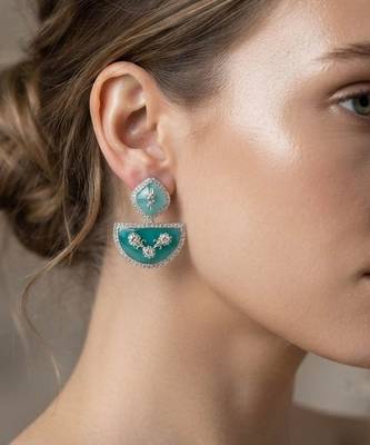 White color kashmiri earrings with artistic handmade design 2
