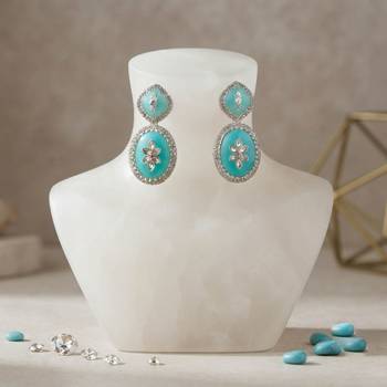 White color kashmiri earrings with artistic handmade design 1