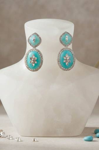 White color kashmiri earrings with artistic handmade design