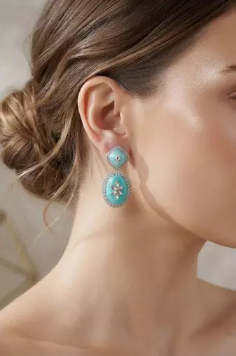 White color kashmiri earrings with artistic handmade design