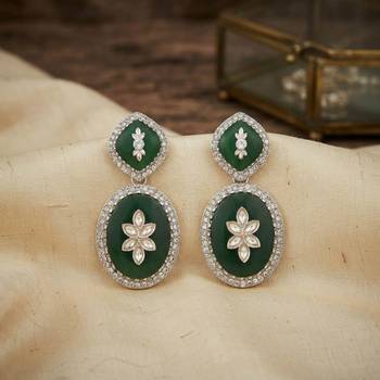White color kashmiri earrings with artistic handmade design 1