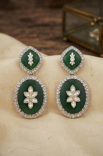 White color kashmiri earrings with artistic handmade design