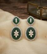 White color kashmiri earrings with artistic handmade design