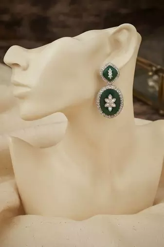 White color kashmiri earrings with artistic handmade design