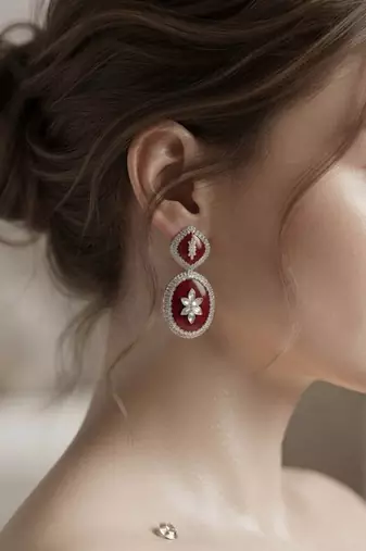 White color kashmiri earrings with artistic handmade design