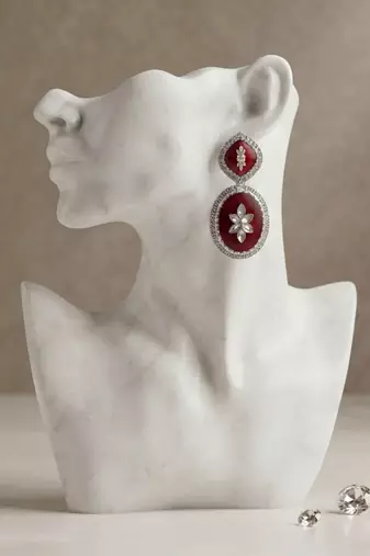 White color kashmiri earrings with artistic handmade design