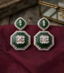 White color kashmiri earrings with artistic handmade design