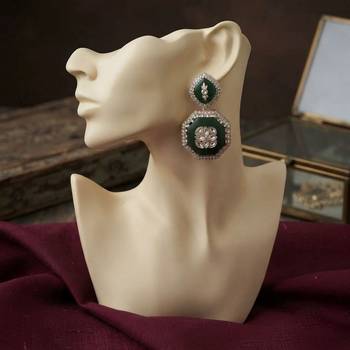 White color kashmiri earrings with artistic handmade design 2