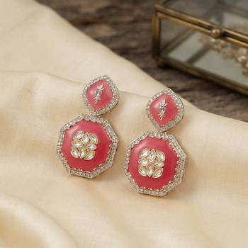 White color kashmiri earrings with artistic handmade design 1