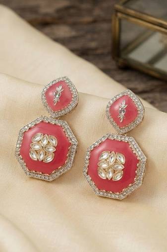 White color kashmiri earrings with artistic handmade design