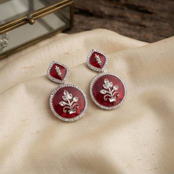 White color kashmiri earrings with artistic handmade design 1