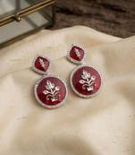 White color kashmiri earrings with artistic handmade design