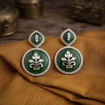 White color kashmiri earrings with artistic handmade design 1