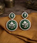 White color kashmiri earrings with artistic handmade design
