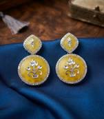 White color kashmiri earrings with artistic handmade design