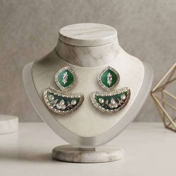 White color kashmiri earrings with artistic handmade design 1