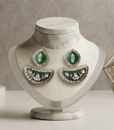 White color kashmiri earrings with artistic handmade design