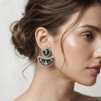 White color kashmiri earrings with artistic handmade design 2