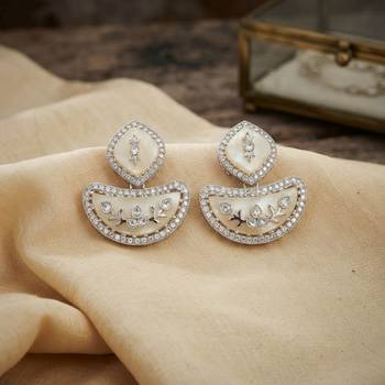 White color kashmiri earrings with artistic handmade design 1