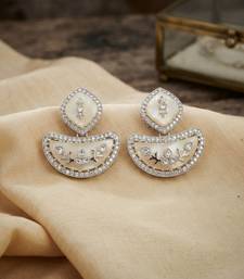 White color kashmiri earrings with artistic handmade design