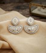 White color kashmiri earrings with artistic handmade design