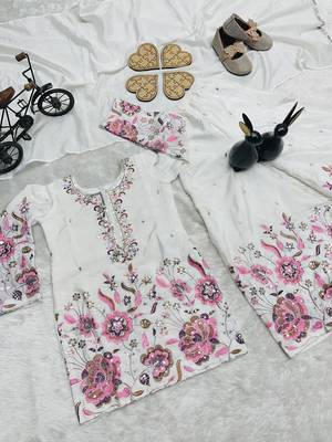 White heavy chinon silk with embroidery sequence work plazzo set 4