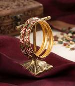 Red color hand painted meenakari bangle handmade style