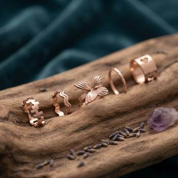 Gold plated assorted design fashion rings combo of 5 pieces 1