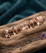 Gold plated assorted design fashion rings combo of 5 pieces