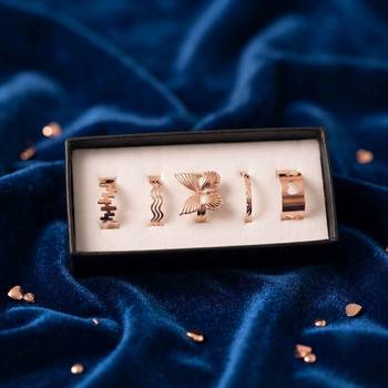 Gold plated assorted design fashion rings combo of 5 pieces 2