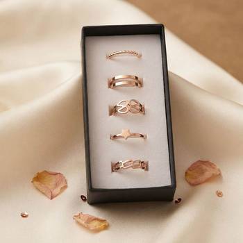 Gold plated assorted design fashion rings combo of 5 pieces 1