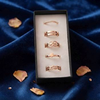 Gold plated assorted design fashion rings combo of 5 pieces 2
