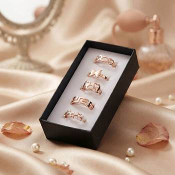 Gold plated assorted design fashion rings combo of 5 pieces 1