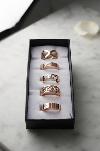 Gold plated assorted design fashion rings combo of 5 pieces