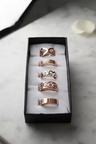Gold plated assorted design fashion rings combo of 5 pieces