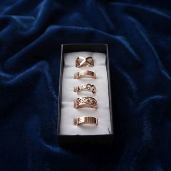 Gold plated assorted design fashion rings combo of 5 pieces 2