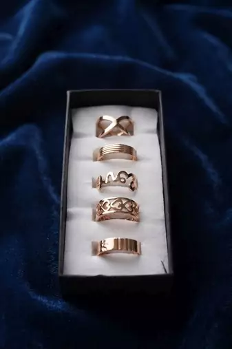 Gold plated assorted design fashion rings combo of 5 pieces
