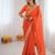 Orange embroidered bandhani print faux georgette saree with unstitched mono benglori silk blouse