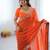 Orange embroidered bandhani print faux georgette saree with unstitched mono benglori silk blouse