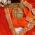 Orange embroidered bandhani print faux georgette saree with unstitched mono benglori silk blouse