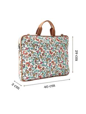  petal posh off white floral printed polycotton laptop bag (upto 16") 4