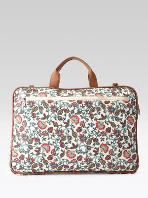  petal posh off white floral printed polycotton laptop bag (upto 16") 5