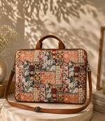  petal posh tan ethnic printed polycotton laptop bag (upto 16")