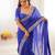 Royal blue thread & sequins embroidered faux georgette bandhani print saree with unstitched blouse
