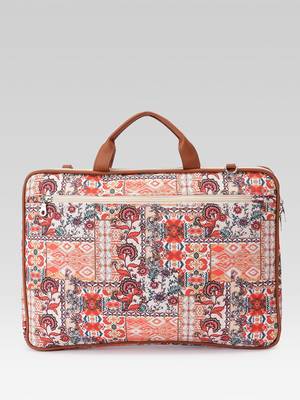  petal posh tan ethnic printed polycotton laptop bag (upto 16") 5