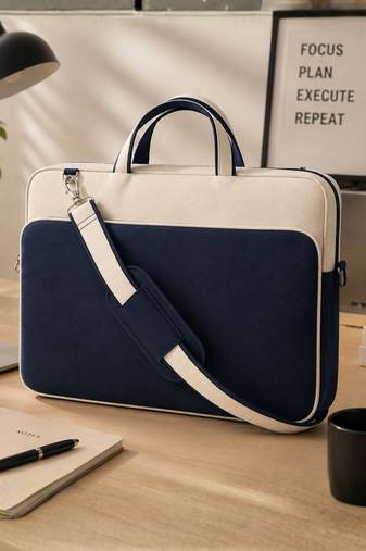  transit navy colorblock canvas laptop bag (upto 16")