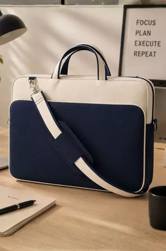  transit navy colorblock canvas laptop bag (upto 16")