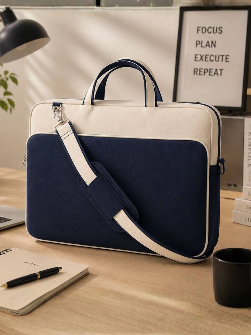  transit navy colorblock canvas laptop bag (upto 16")